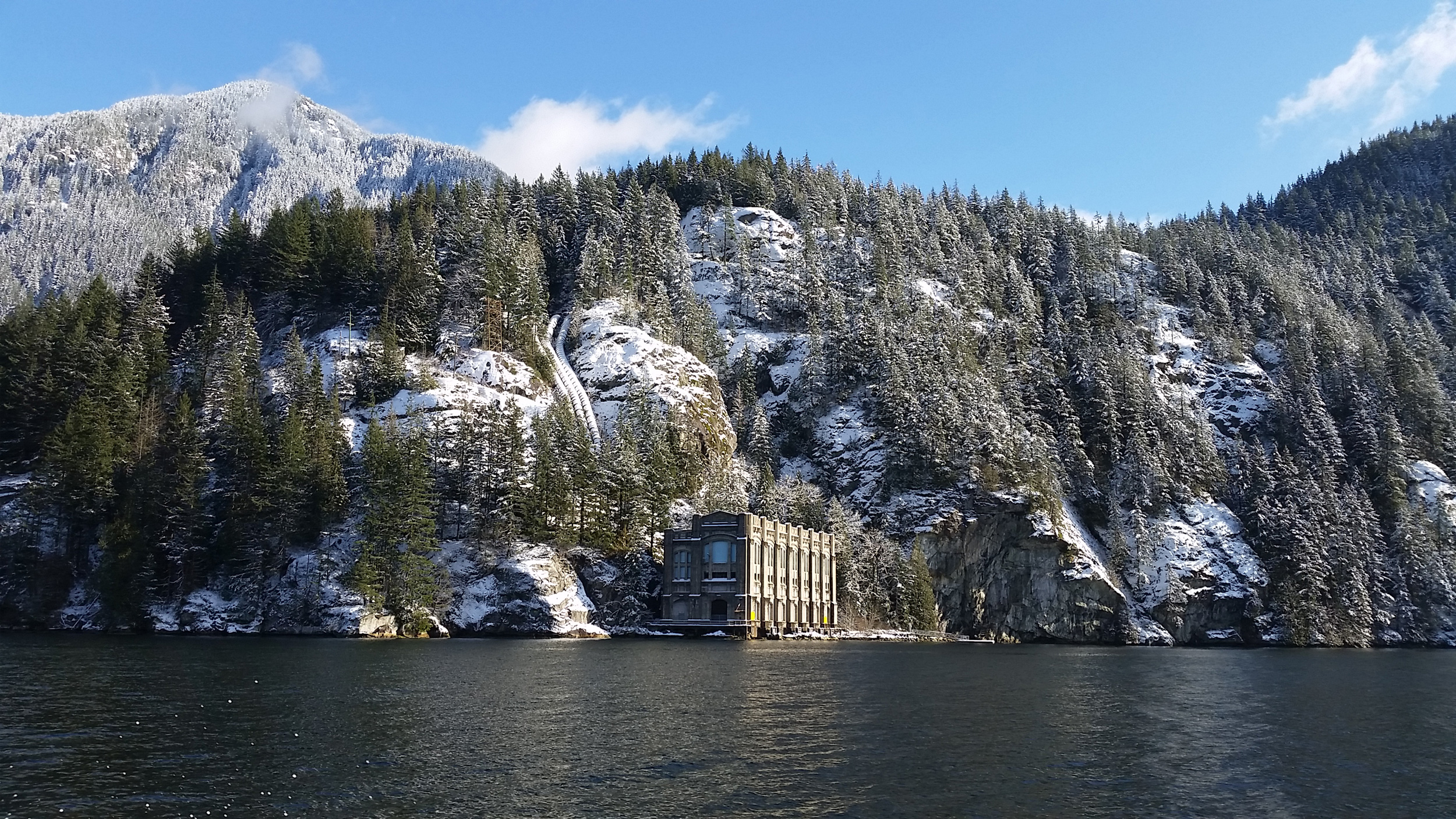 Snowy, winter picture of Deep Cove, BC.