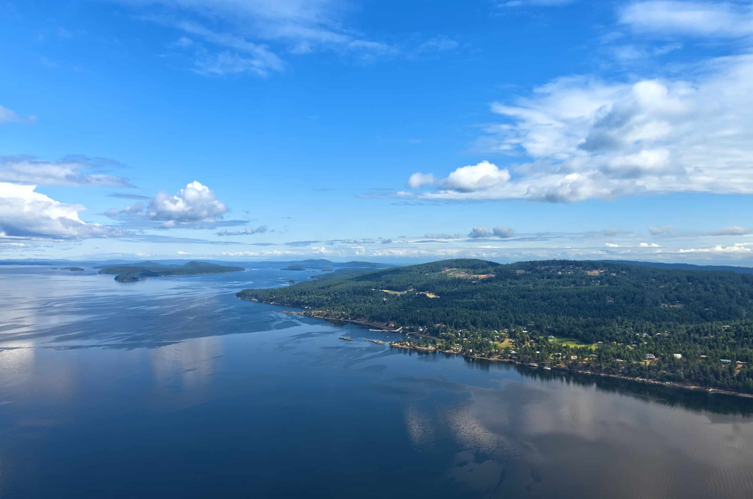 Aerial view of ocean near Victoria, BC.