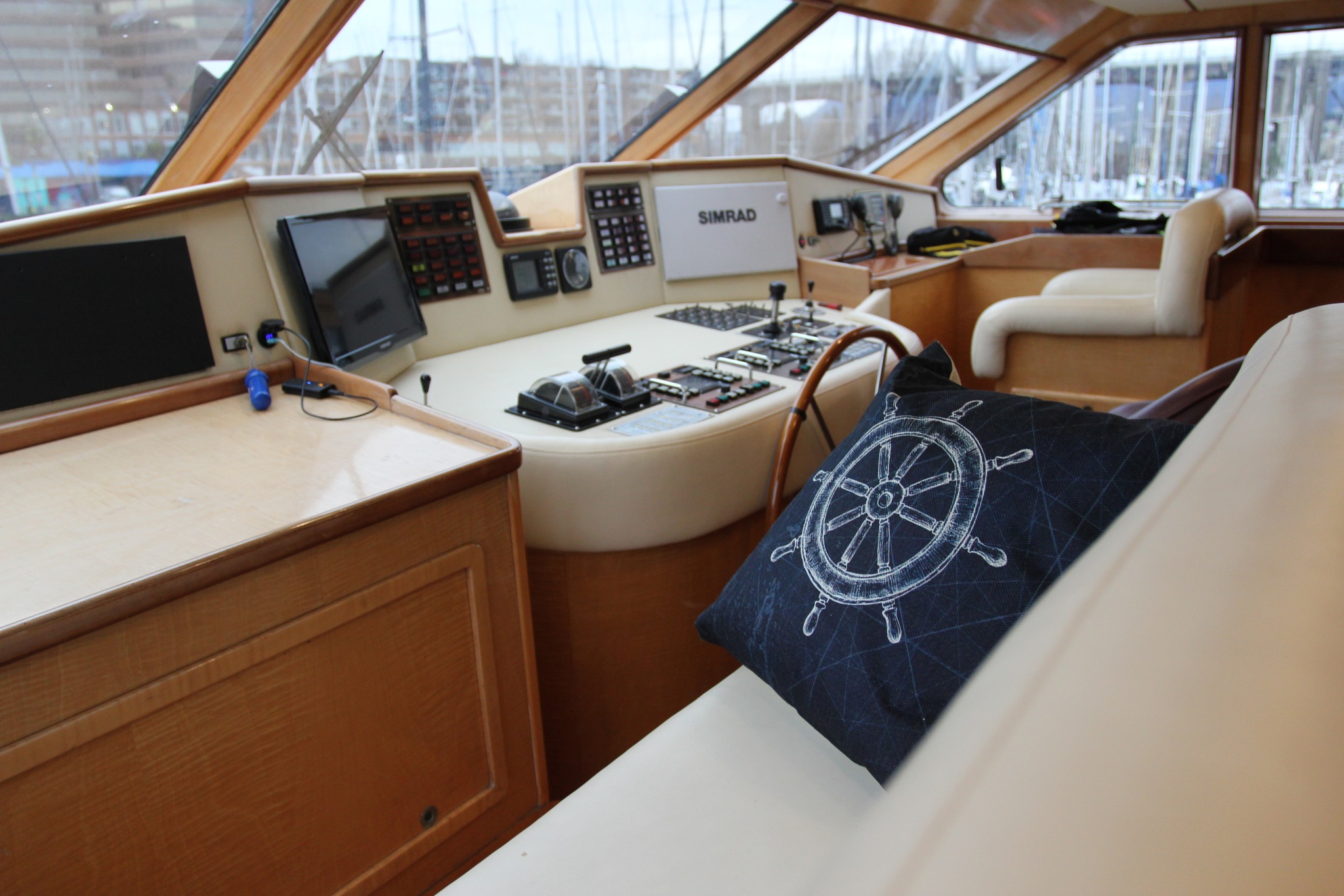 All of Me superyacht's beautiful cockpit.